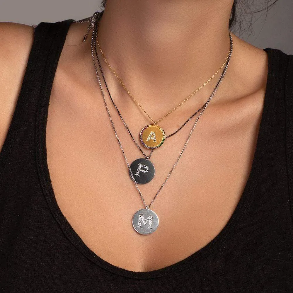 Alphabet Adjustable Necklace - Dark Grey Silver