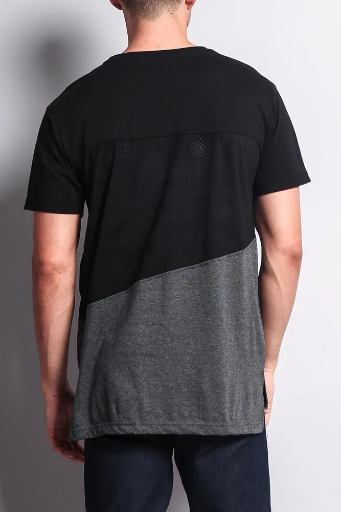 Colorblock Poly Suede Mesh T-Shirt