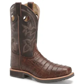 Double H Men's Wayne Chocolate Brown Gator Print Steel Toe Work Boots DH5225