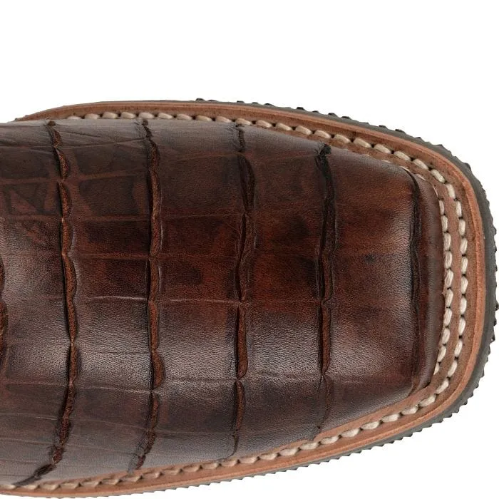 Double H Men's Wayne Chocolate Brown Gator Print Steel Toe Work Boots DH5225