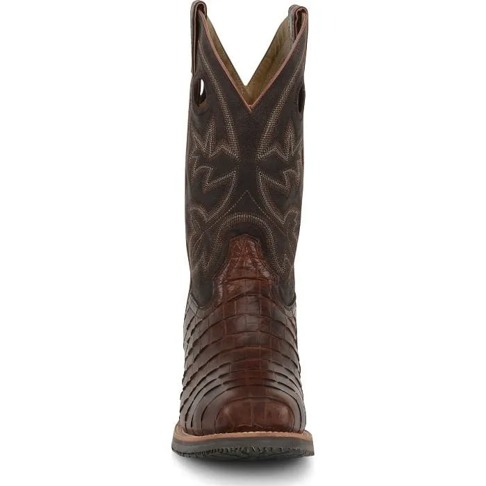Double H Men's Wayne Chocolate Brown Gator Print Steel Toe Work Boots DH5225
