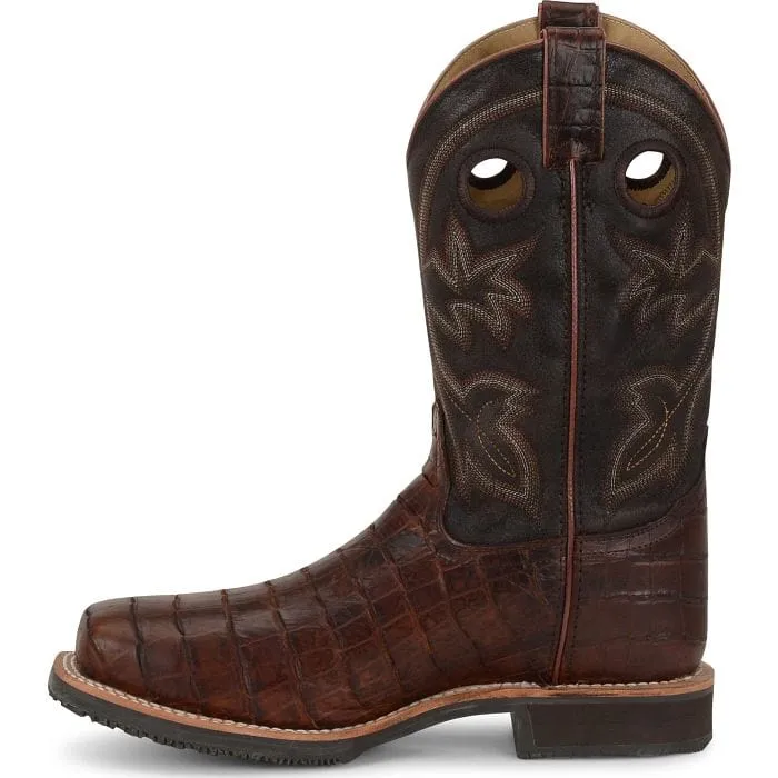 Double H Men's Wayne Chocolate Brown Gator Print Steel Toe Work Boots DH5225