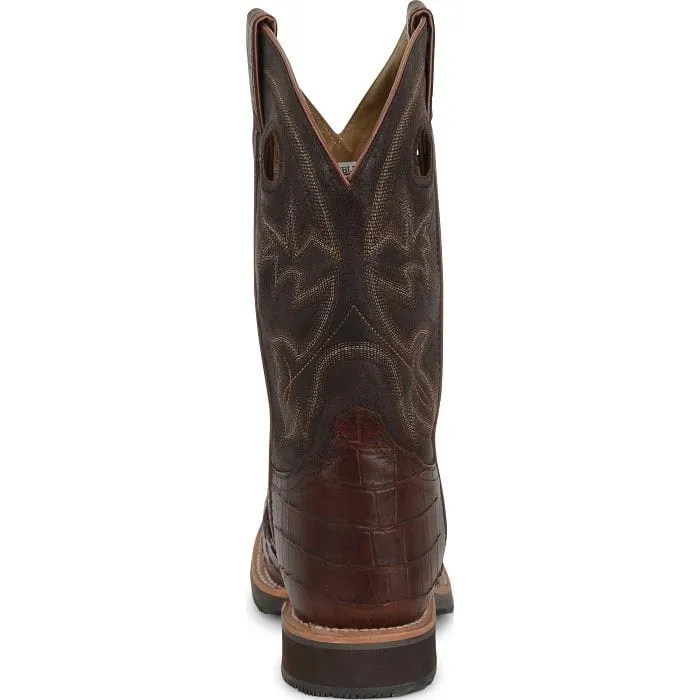 Double H Men's Wayne Chocolate Brown Gator Print Steel Toe Work Boots DH5225