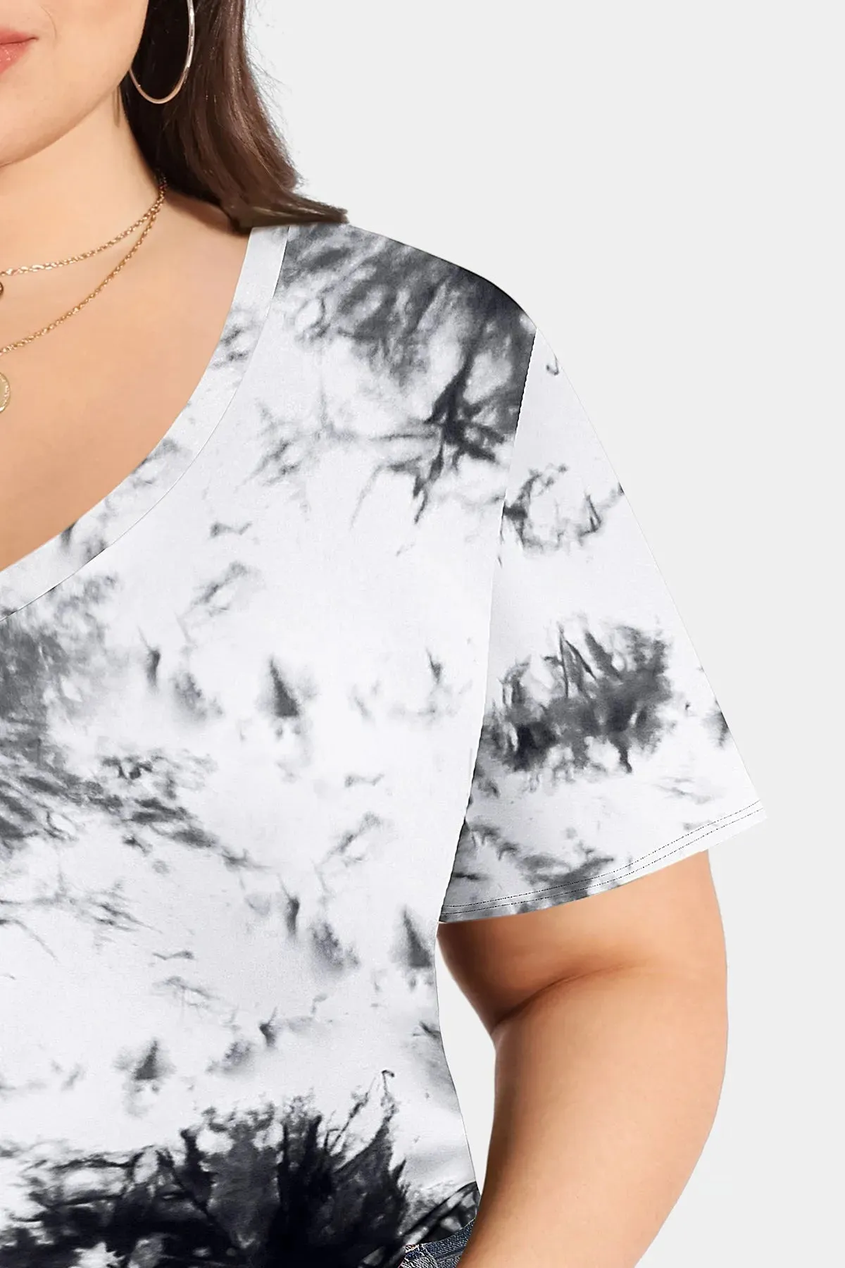 Fashion Cruise Resort Tie Dye V Neck Tee