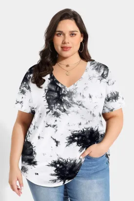 Fashion Cruise Resort Tie Dye V Neck Tee