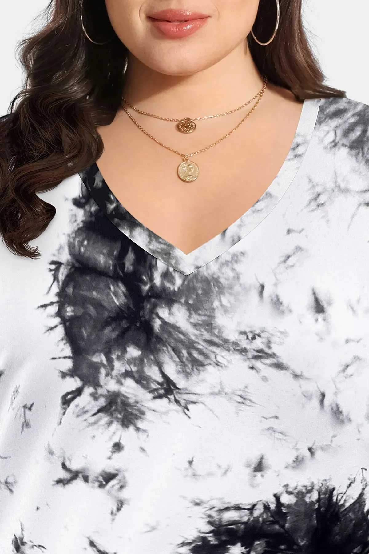 Fashion Cruise Resort Tie Dye V Neck Tee