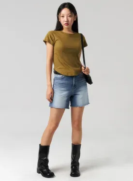 Mid-Wash Denim Shorts CU328