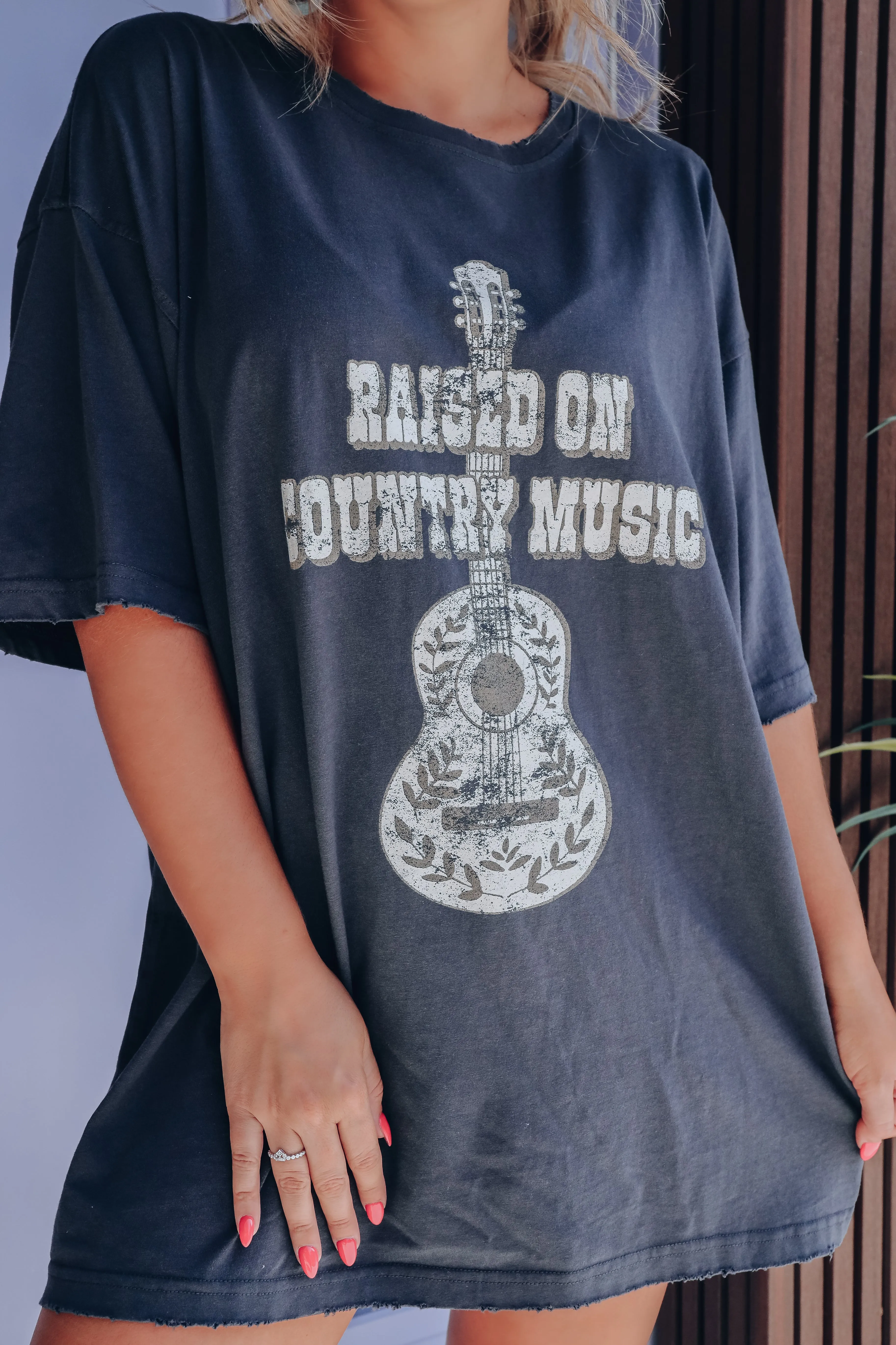 Raised On Country Music Graphic Tee - Black