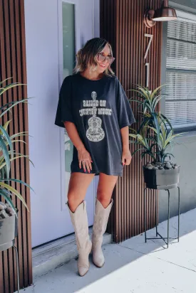 Raised On Country Music Graphic Tee - Black