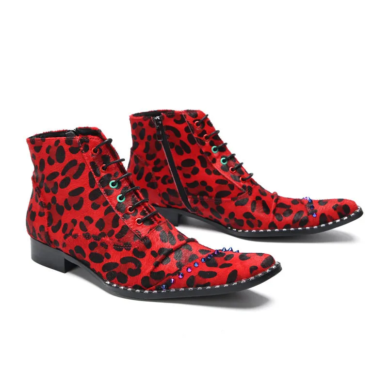 Trendy brand 2023 winter new men's high-top plus velvet fashionable short boots British style large size handsome printed Martin boots