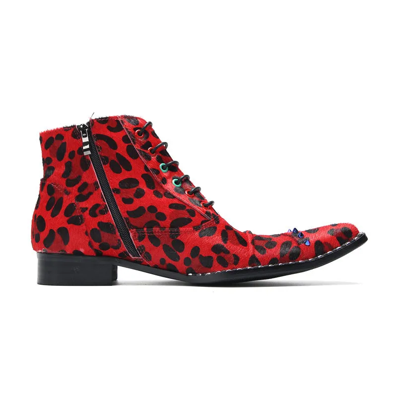 Trendy brand 2023 winter new men's high-top plus velvet fashionable short boots British style large size handsome printed Martin boots