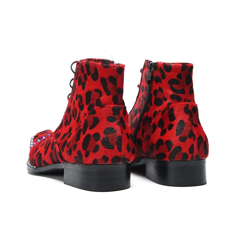 Trendy brand 2023 winter new men's high-top plus velvet fashionable short boots British style large size handsome printed Martin boots