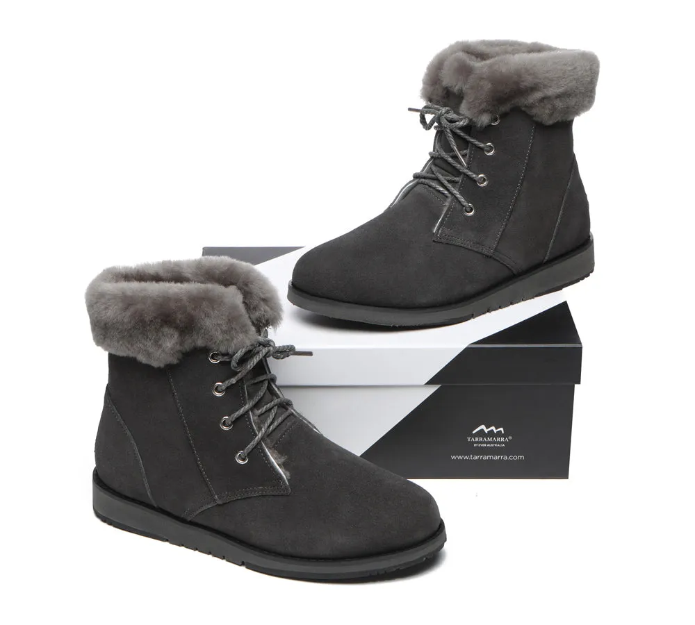 Women Lace Up Ankle Fashion Sheepskin Boots Bonnie